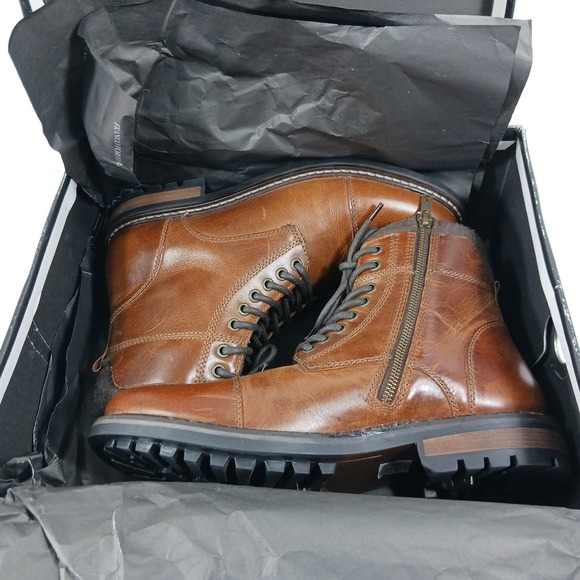 Franco Fortini Mens Superior Leather Lace Up Cap Toe Boots Brown 354093 Size 10 main image 10
